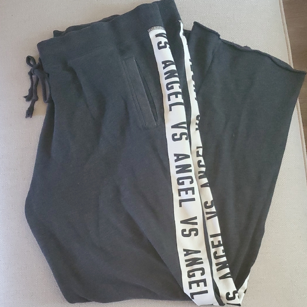 Victoria's Secret VS Angel Gray Sweatpants with White Logo Stripe